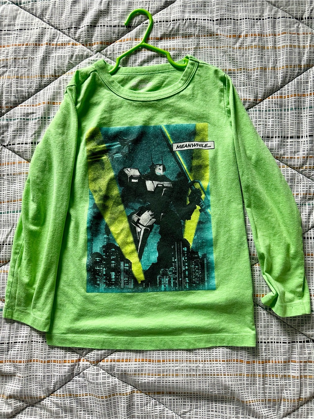 OshKosh B'gosh Bright Green Long-Sleeve Superhero Graphic Tee